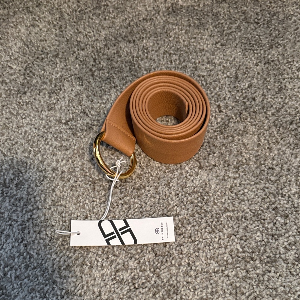 Tan Leather Belt with Gold Buckle